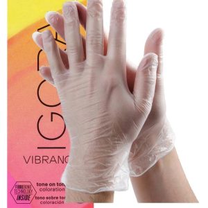 IgoraVibrance 6-0 Dark Blonde Natural Tone On Tone Alcohol-Free Demi-Permanent Hair Color 2 Fl Oz with Clear Powdered Medium Vinyl Gloves (Bundle)