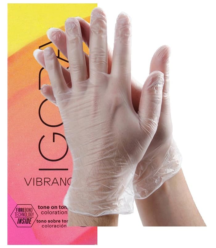 IgoraVibrance 6-0 Dark Blonde Natural Tone On Tone Alcohol-Free Demi-Permanent Hair Color 2 Fl Oz with Clear Powdered Medium Vinyl Gloves (Bundle)