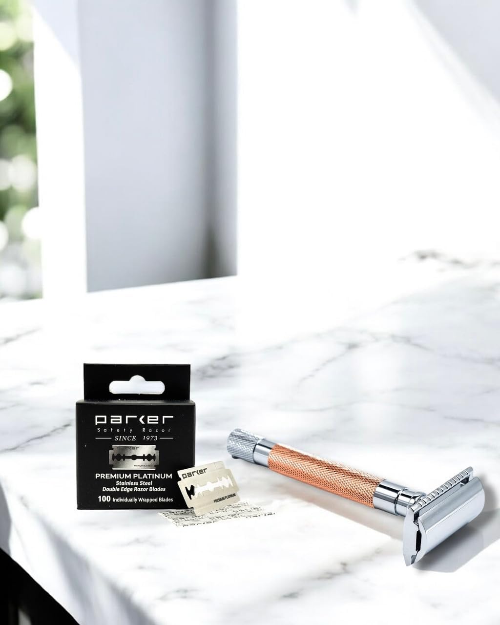 Parker Premium Platinum Double Edge Safety Razor Blades - 100 Count Salon Pack | Swedish Steel, Platinum-Tungsten-Chromium Coated | Smooth, Comfortable Shave | For Barbershop & Home Use - Image 3