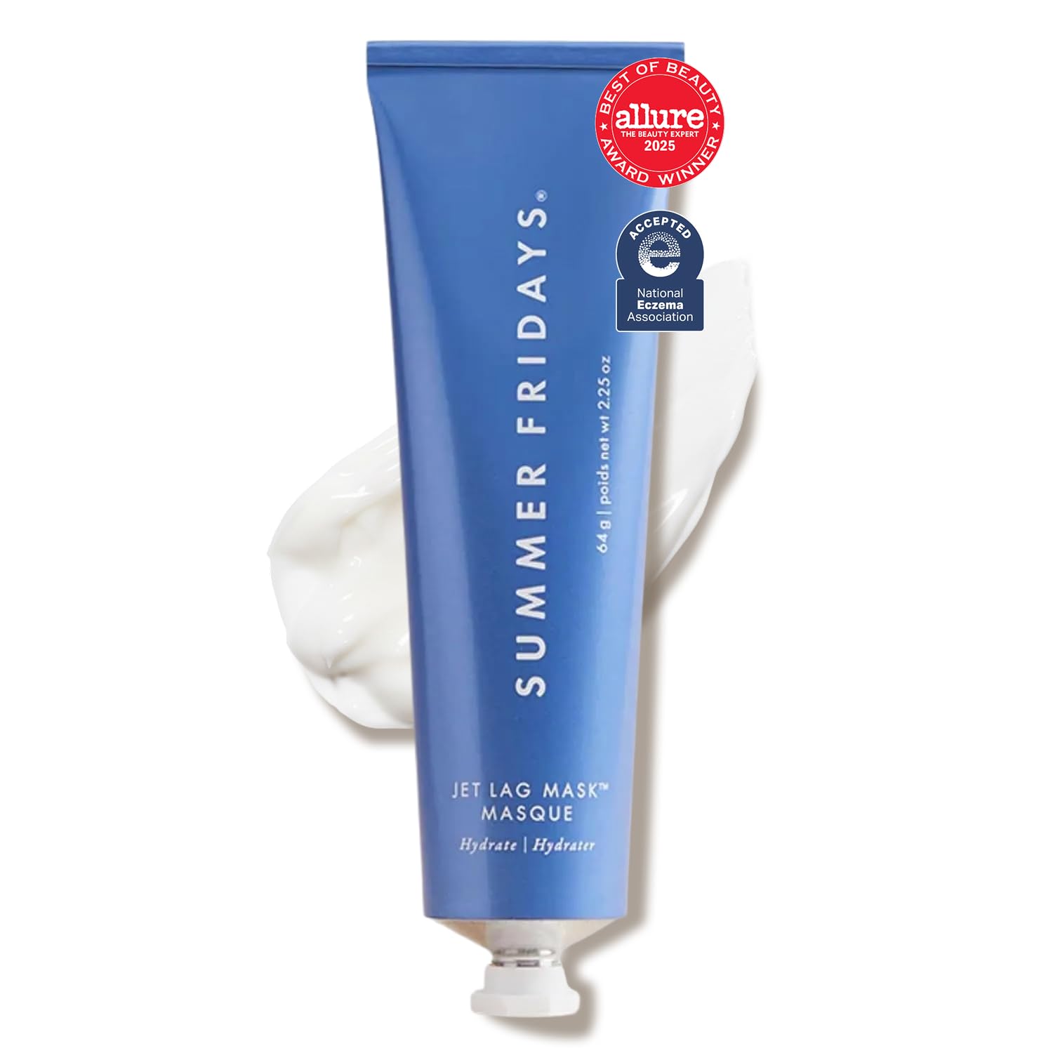 Summer Fridays Jet Lag Mask - Hydrating Overnight Face Mask, Moisturizer + Eye Cream - Enriched with Hyaluronic Acid, Niacinamide, + Antioxidants - Multitasking Travel Size Skin Care (2.25 Oz)