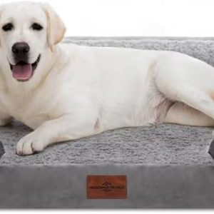 Comfort Expression Orthopedic Dog Bed for Extra Large Dogs with Bolster | Waterproof Dog Couch Bed with Washable Cover & Non-Slip Bottom, Supportive Egg Crate Foam XL Pet Bed, 45x35 Inch