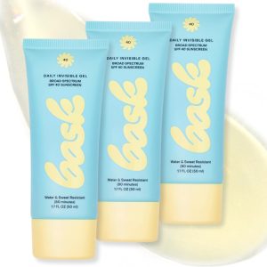 Bask SPF 40 Daily Invisible Gel Face Sunscreen - Broad Spectrum Protection, Fragrance Free, Hydrating, Clear, Lightweight & Non-Greasy, Dermatologist Recommended, 1.7 fl oz (Value Pack of 3)