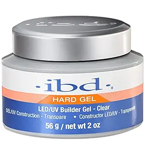 IBD Hard Gel LED/UV Builder Gel – Clear, Nail Extension & Overlay Gels, Strong Acrylic Finish, Professional Quality, 2 oz, 1 Pack