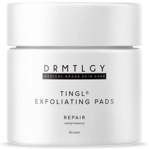 DRMTLGY Tingl Exfoliating Face & Body Pads – Glycolic, Lactic & Salicylic Acid for Acne, Pores, Blackheads & Wrinkles – AHA BHA Toner Pads for Oily Skin, Anti-Aging, FSA/HSA Eligible – 60 Count