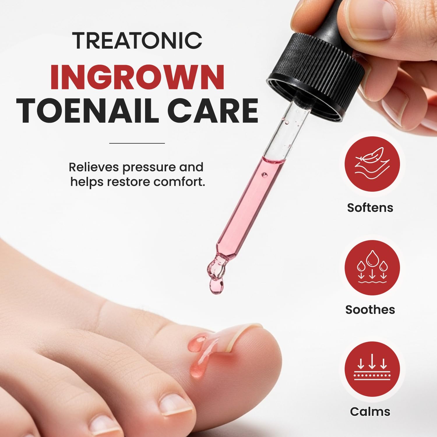 Treatonic Ingrown Toenail Treatment Drops - Ingrown Toenail Softener and Reliever Kit for Easy Trimming with Silicone Gel Toe Caps - 2 Pack - Image 2