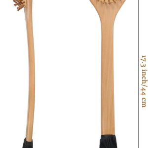 OWIIZI Wooden Back Scratcher 17.3" Long Curved Handle Body Scratchers Brush Larger Skin Scratching Massager Backscratchers for Men Women Adults
