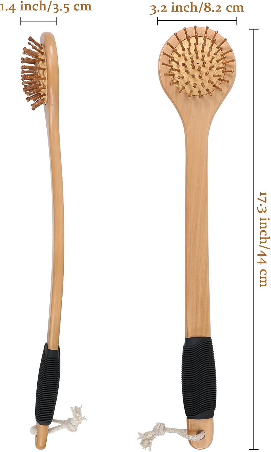 OWIIZI Wooden Back Scratcher 17.3" Long Curved Handle Body Scratchers Brush Larger Skin Scratching Massager Backscratchers for Men Women Adults
