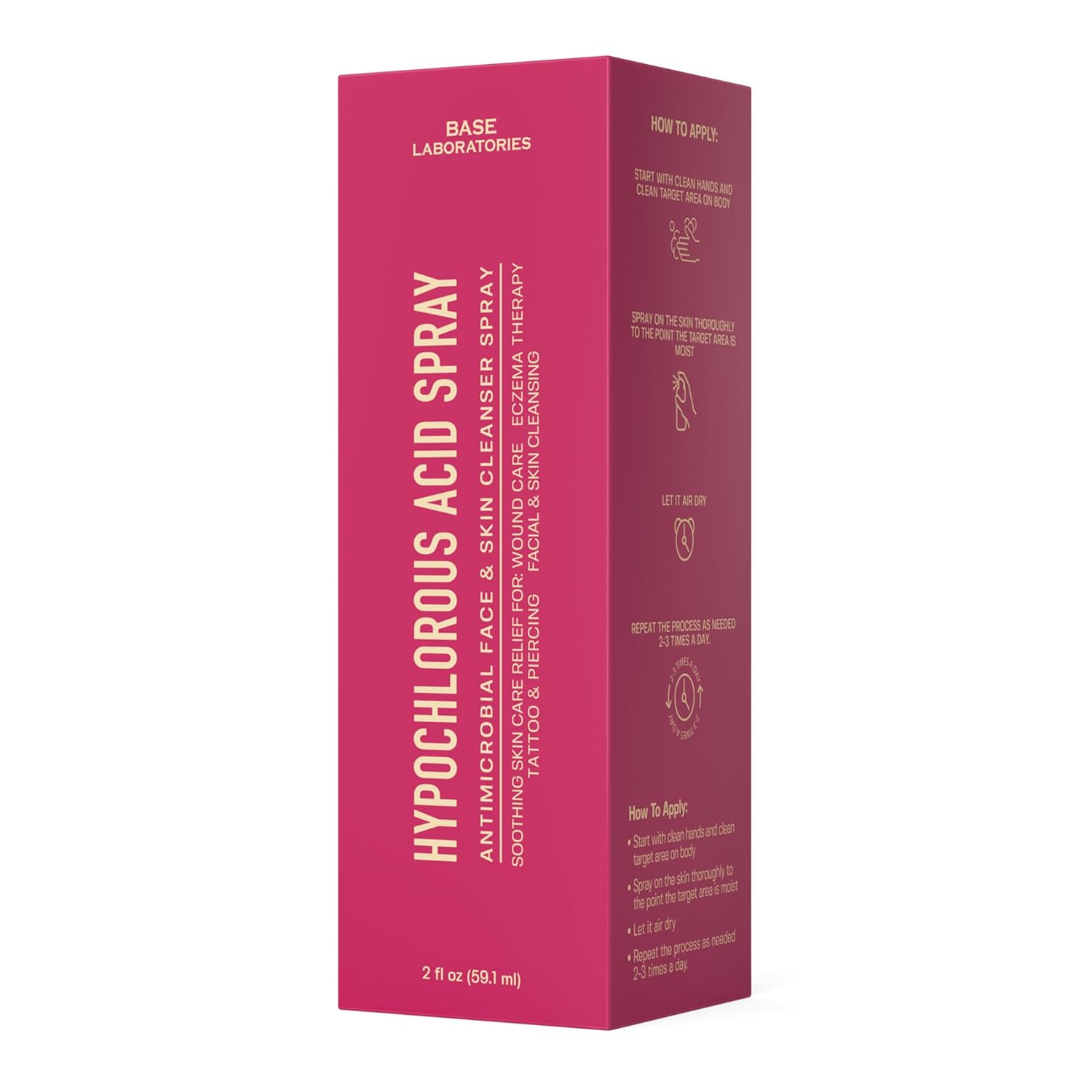 BASE LABORATORIES Hypochlorous Acid Spray for Face & Skin - Travel Size - Facial Toner Spray & Cleaner - Skin Repair Solution helps reduce redness, Irritations, acne - HOCL Molecule Spray 2oz - Image 3