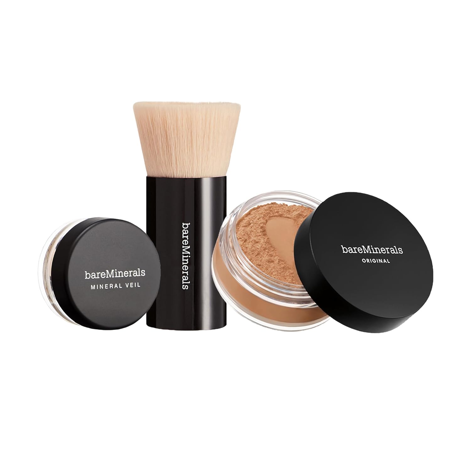 bareMinerals Original Get Started Kit, 3-Piece Makeup Set Includes Full-Sized Original Loose Mineral Foundation SPF 15, Travel-Sized Beautiful Finish Brush & Original Mineral Veil Setting Powder