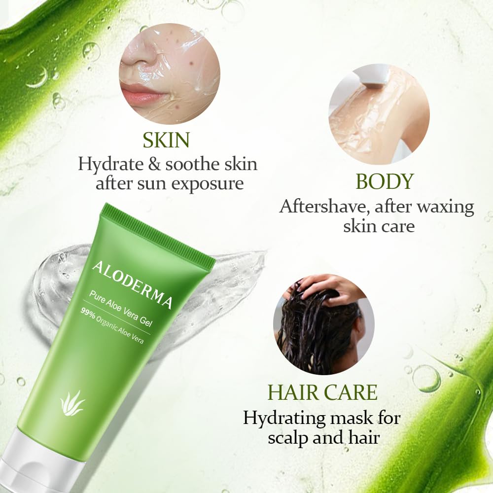 Aloderma Aloe Vera Gel Made within 12 Hours of Harvest with 99% Pure Organic Aloe Vera, Naturally Hydrating for Soothing Skincare, Moisturizing Aloe Gel for Skin, Face, Sensitive Skin - 4.02oz x 6ct - Image 2