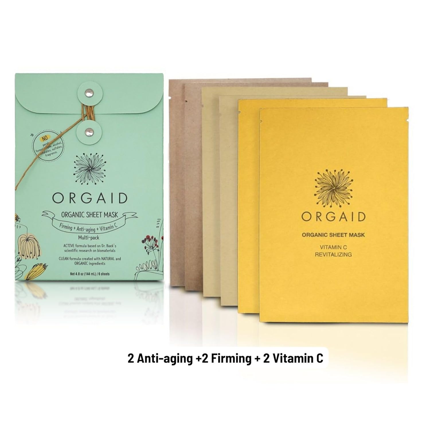 ORGAID Organic Sheet Mask | Made in USA (Assorted Multi-pack, pack of 6) - Image 2