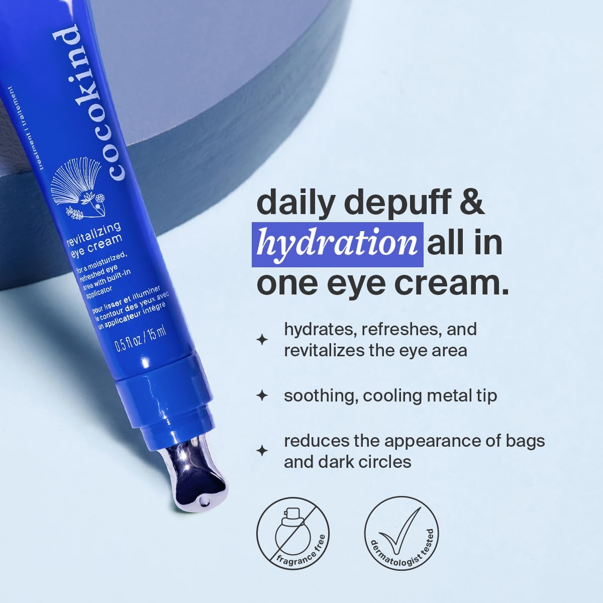 Cocokind Revitalizing Eye Cream | Soothing, Cooling Metal Applicator Tip | Hydrate, Depuff & Reduce Fine Lines and Wrinkles | Firmer and Brighter Looking Under Eye Area | 0.5 Fl Oz, 3 Pack - Image 2