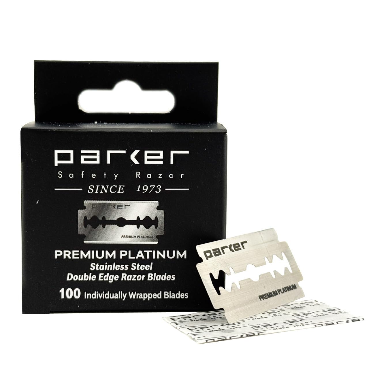 Parker Premium Platinum Double Edge Safety Razor Blades - 100 Count Salon Pack | Swedish Steel, Platinum-Tungsten-Chromium Coated | Smooth, Comfortable Shave | For Barbershop & Home Use - Image 2