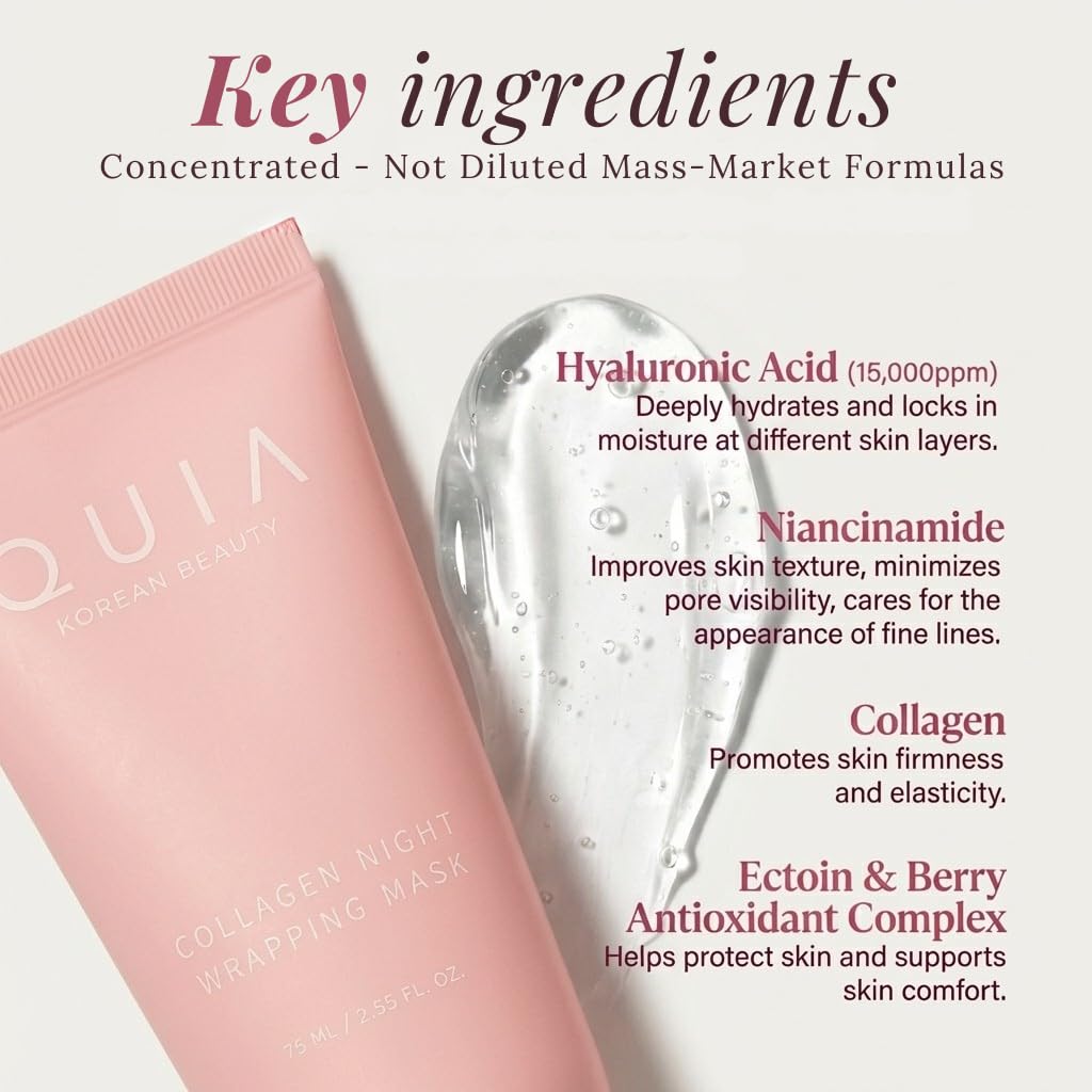 QUIA Collagen Wrapping Mask 75ml - Clinical +92% Firmer Appearance - Overnight Glass Skin Peel Off - Korean Skincare - All Skin Types - Better Than Sheet Masks - Image 2