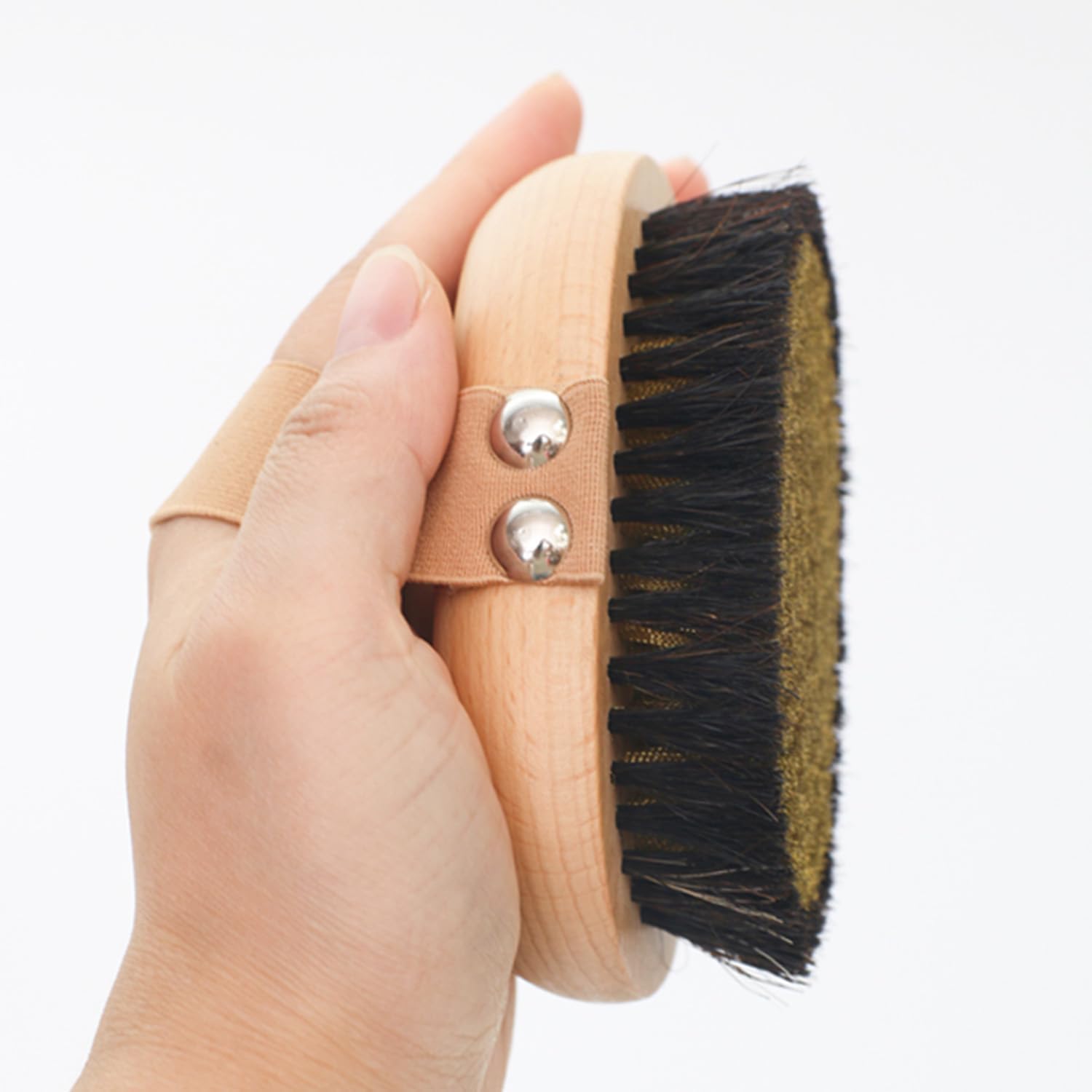 OWIIZI Copper Dry Brushing Body Brush with Ion Charged Copper Soft Bristles Antiskid Wooden Exfoliator Massage Body Scrubber - Image 2