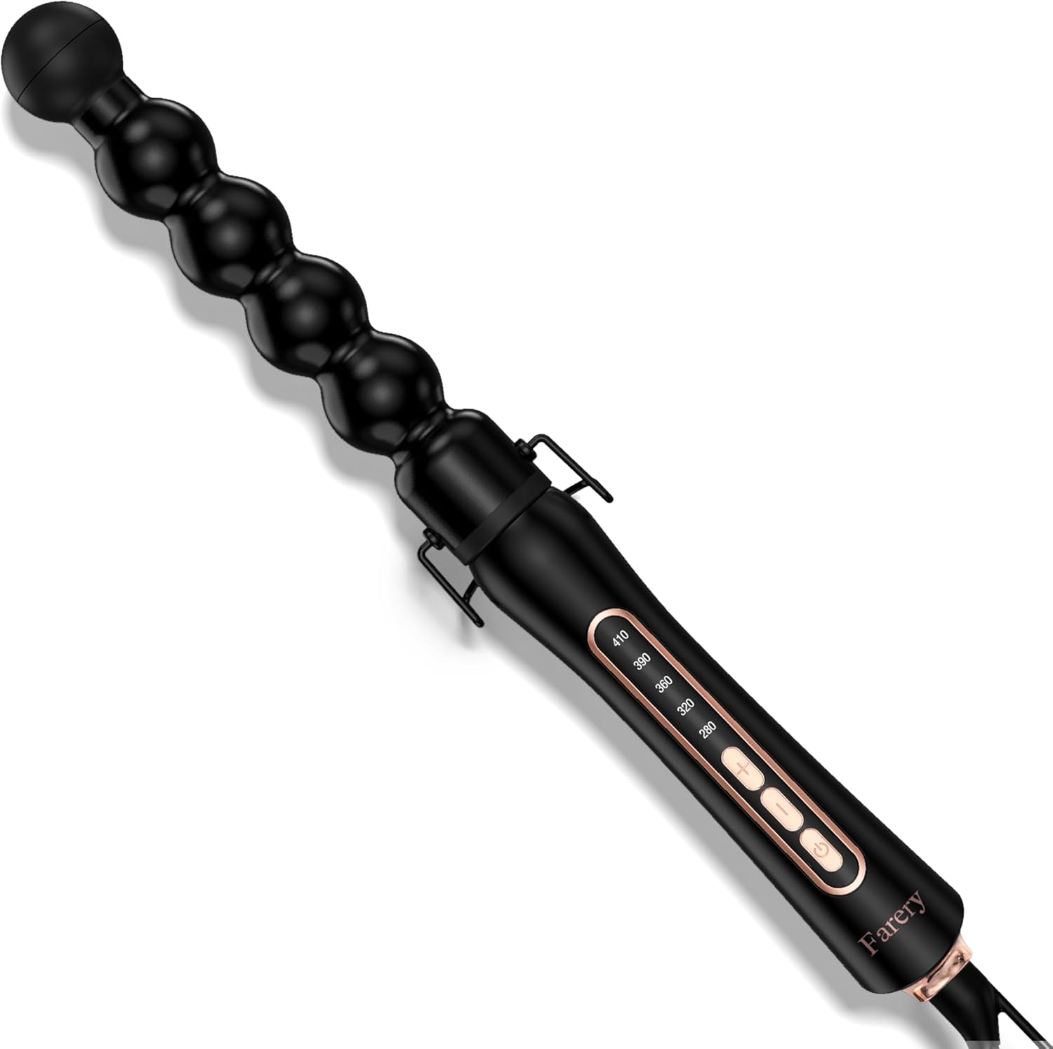 Farery Bubble Curling Wand for Long Hair - 32mm Ceramic Coated Springless Barrel for Defined Spiral Curls & Waves, Smooth Shine, Includes Heat Resistant Glove, 5 Temp Settings, Dual Voltage