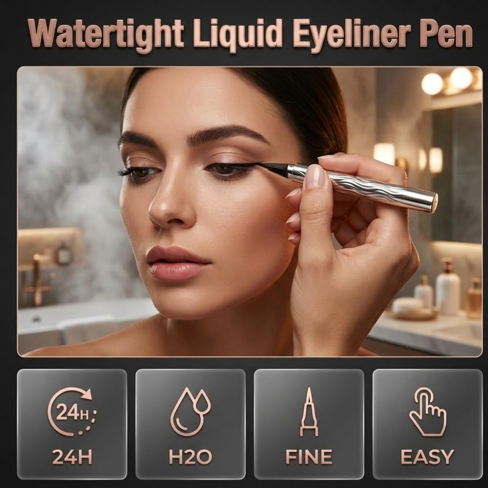 LECDOA Waterproof Liquid Eyeliner, 24-Hour Long-Lasting Black Liquid Eyeliner, Lightweight Formula, Vegan Eye Makeup, Eyeliner for Older Women and Young Women (Brown) - Image 2