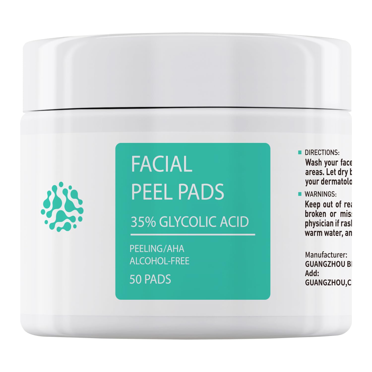 Glycolic Acid 35% Toner Pads AHA Facial Resurfacing Exfoliate Salicylic Acid Exfoliating Face Wipes Chemical Peel Exfoliant Peeling Glycolic Peel Pad for Wrinkles Acne Blemish 50 Pads