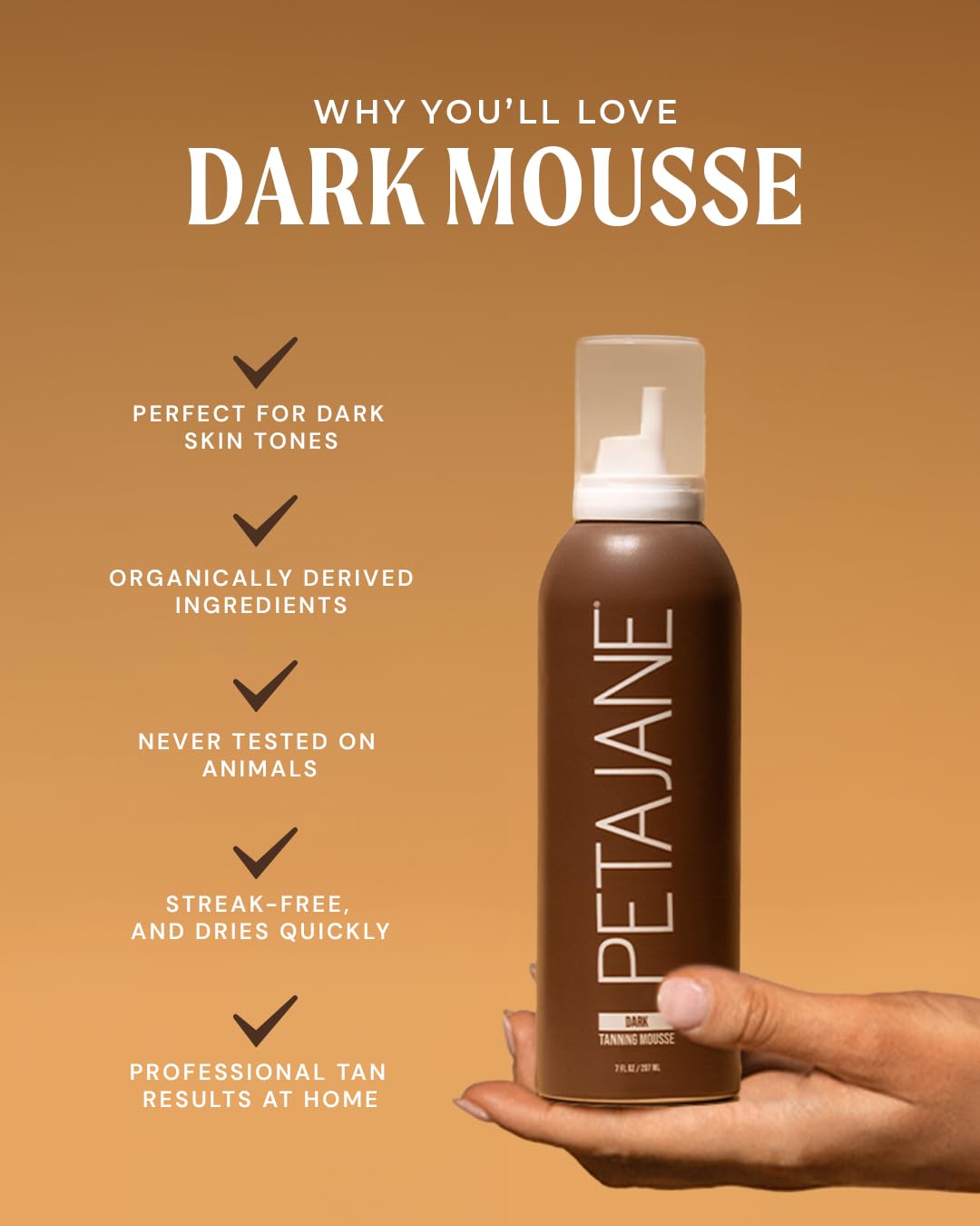 Dark Tanning Mousse 7oz - Made in the USA - Streak-Free, Lightweight, Non-Sticky, Fast-Absorbing, Vegan, Sunless Tanner for All Skin Types - Image 2