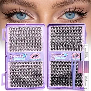 DIY Lash Extension Kit 640pcs 30D 40D 50D 60D Curl 9-16mm Fluffy Wispy Individual False Lashes Reusable Natural Look with Dual-End Bond Seal Glue and Tweezers for Daily Wear At Home Beginners