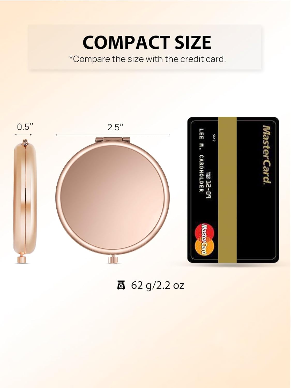 Compact Mirror Bulk, Pack of 6 Double-Sided 1X/2X Magnifying Metal Makeup Mirrors(Round, Rose Gold) - Image 3