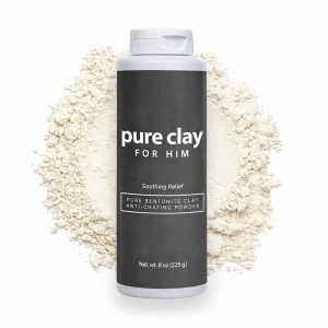 Pure for Him Mens Talc-Free Body Powder, Food Grade Bentonite Clay, Anti Chafing, Foot Powder, Dry Fresh Skin Comfort for Thighs Groin Underarms, Unscented 8 oz Calcium Bentonite Men Deodorant