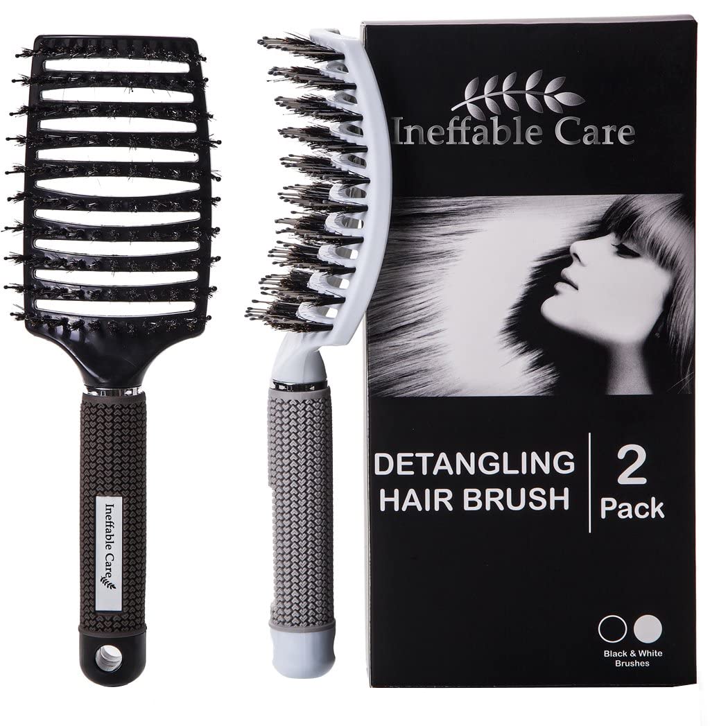 Boar Bristle Hair Brush set – Curved and Vented for Wet and Dry Detangling Hair Brush for Women Long, Thick, Thin, Curly & Tangled Hair Vent Brush - Stocking Stuffers Gift kit - Image 3