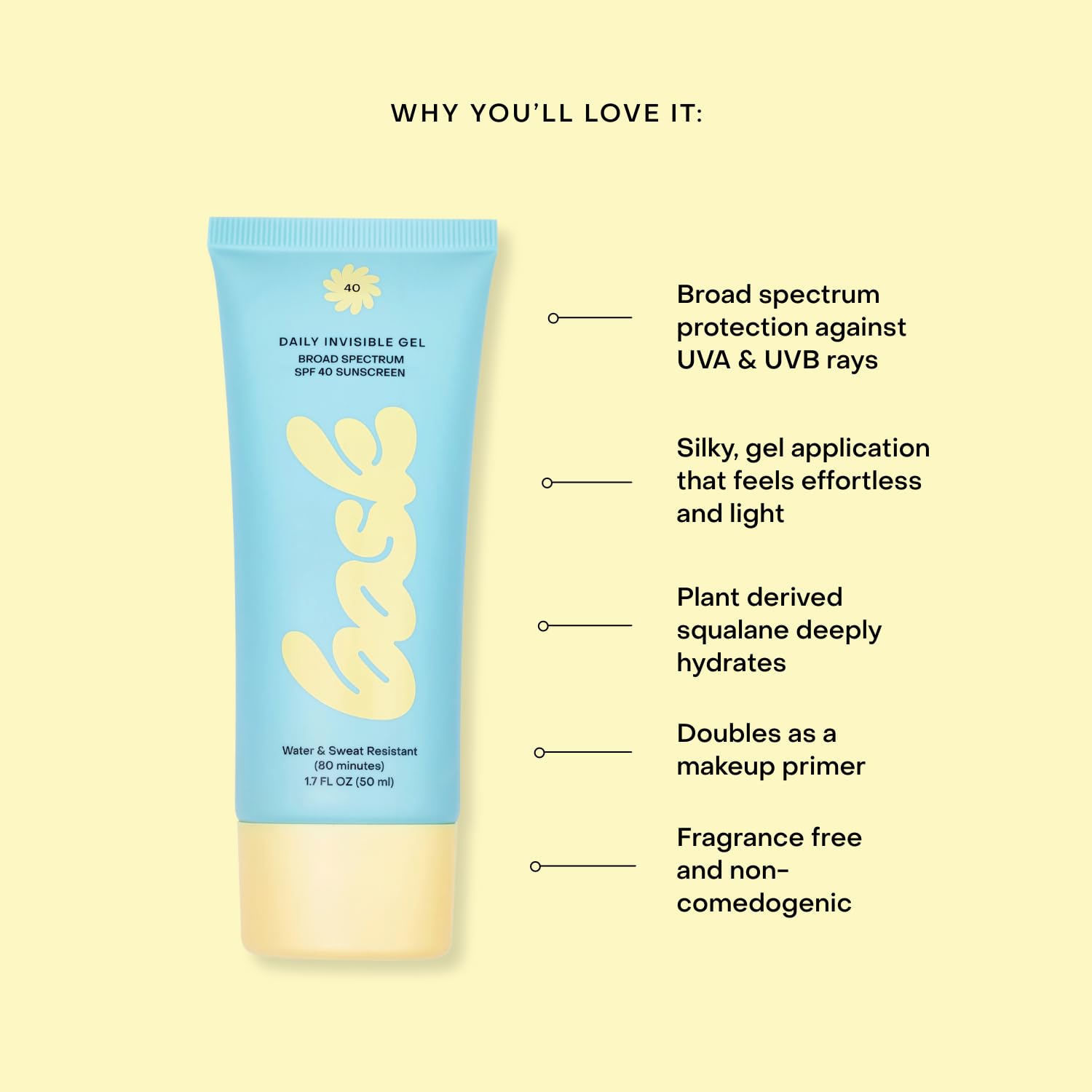 Bask SPF 40 Daily Invisible Gel Face Sunscreen - Broad Spectrum Protection, Fragrance Free, Hydrating, Clear, Lightweight & Non-Greasy, Dermatologist Recommended, 1.7 fl oz (Value Pack of 3) - Image 3