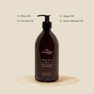 A LA MAISON Hand Soap Gift Set – Glass Hand Wash, Eco-Friendly & Recyclable – Plant-Based, Biodegradable, Made in France – 16.9 fl oz – Amber Collection