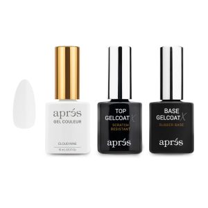 APRÉS Gel Couleur Trio Set - Gel Color, Base Coat, Non-Wipe Top Coat (15ml), Nail Polish Bundle (Cloud Nine)