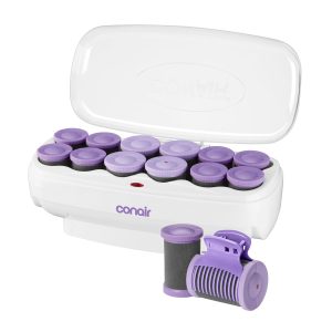 Conair Ceramic Hot Rollers, 1 3/4 Inch & 1 1/2 Inch Rollers, Lavender, 12 | Ceramic Flocked Hair Setter for Salon Volume and Soft Curls, 1 ¾ in. & 1 ½ in. Sizes, Lavender, 12-Count, CHV14AMZL