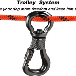 XiaZ Dog Tie Out Cable for Camping, 50ft Portable Overhead Trolley System for Dogs up to 200lbs，Dog Lead for Yard, Camping, Parks, Outdoor Events,5 min Set-up
