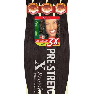 Outre X-Pression Braid Pre Stretched Braid 42" 3X (5 Pack, OFF BLACK 1B)