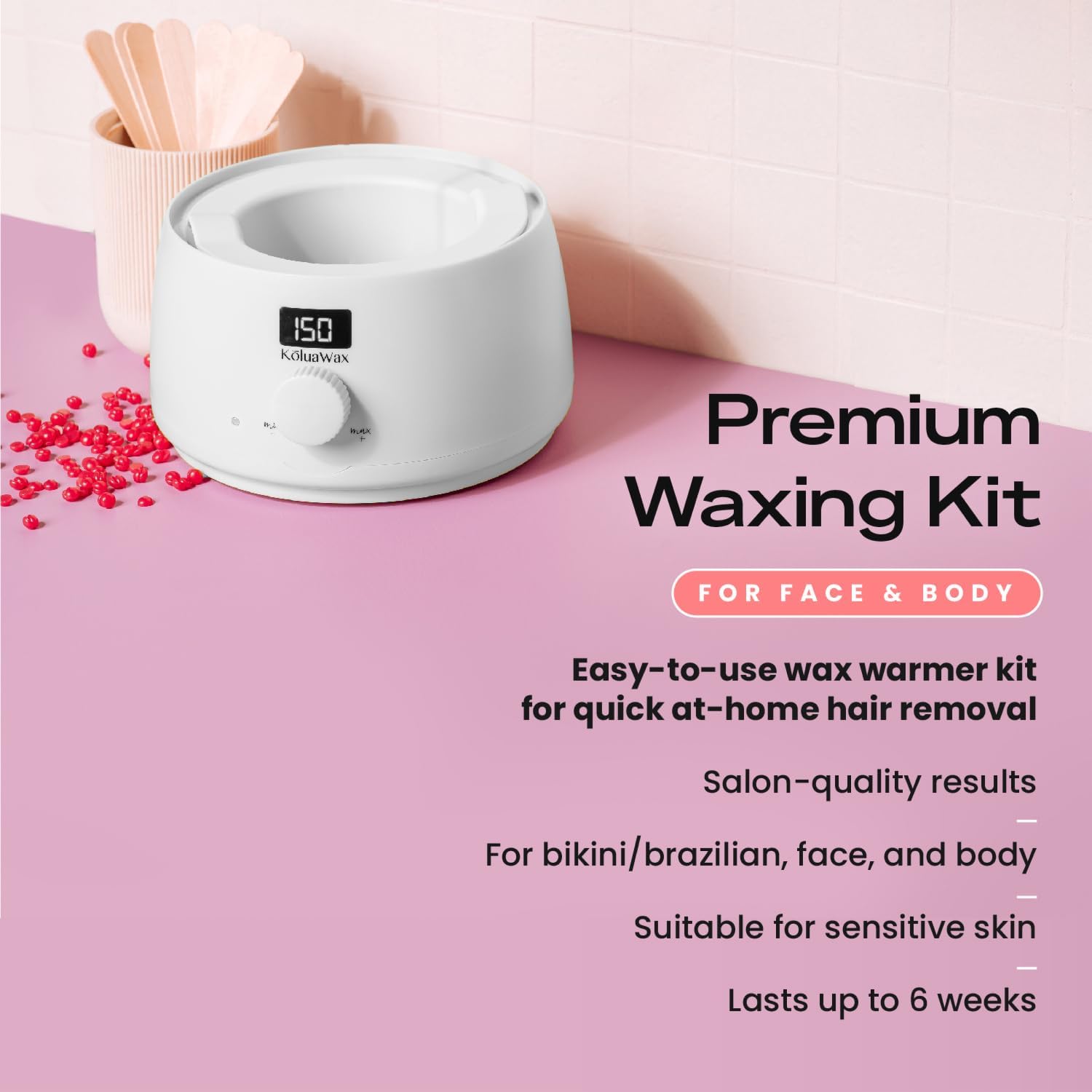 KoluaWax Premium Waxing Kit for Women - Beginner Friendly - Complete Wax Kit that includes 14oz of Wax Beads, Applicator, Pre and Post Care, Suitable for Sensitive Skin (White) - Image 3