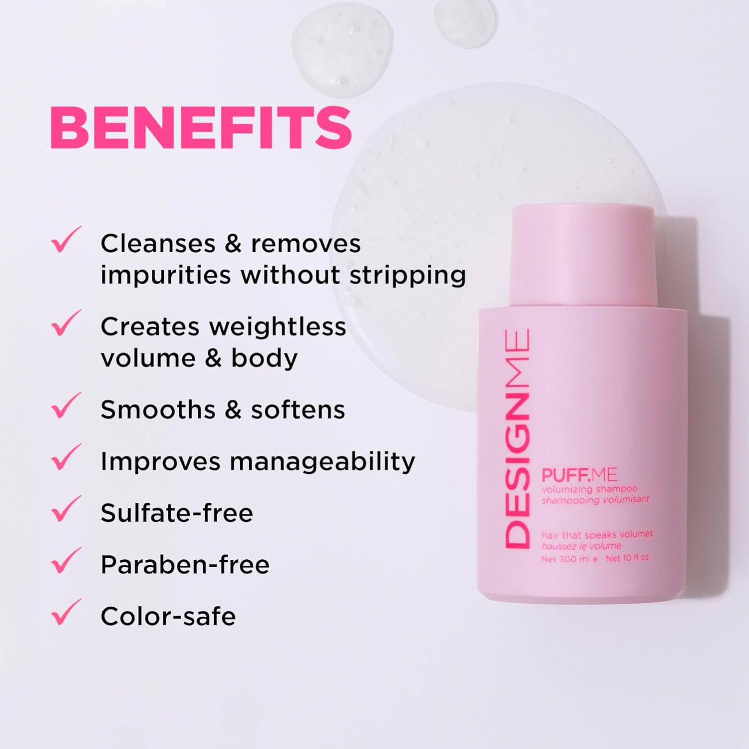 PUFF.ME Volumizing Shampoo by DESIGNME | Shampoo Hair Volumizer with Sunflower Seed Oil Adds Body & Bounce | Color-Safe Volumizing Shampoo for Fine Hair | Paraben & Sulfate Free Shampoo - Image 2