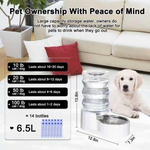 RIZZARI 6.5L Stainless Steel Pet Water Dispenser,Gravity Auto-Refill | Stainless Steel Bowl,Activated Carbon Filter,Ion Exchange Resin,Gravity Auto Refill,Ideal for Cats & Small Dogs
