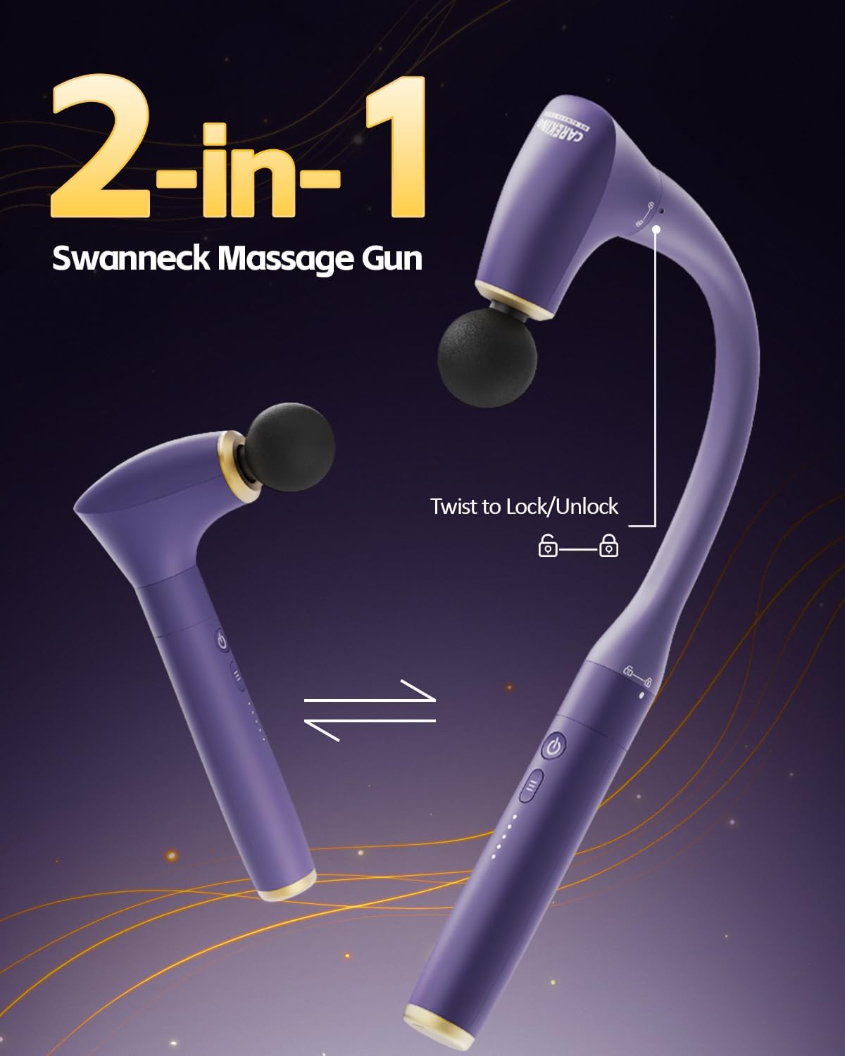 2-in-1 Detachable Muscle Massage Gun Deep Tissue with Extension Handle | Reaches your entire back solo, back and neck massager for pain relief, handheld massager for shoulder leg, fsa - hsa eligible - Image 2