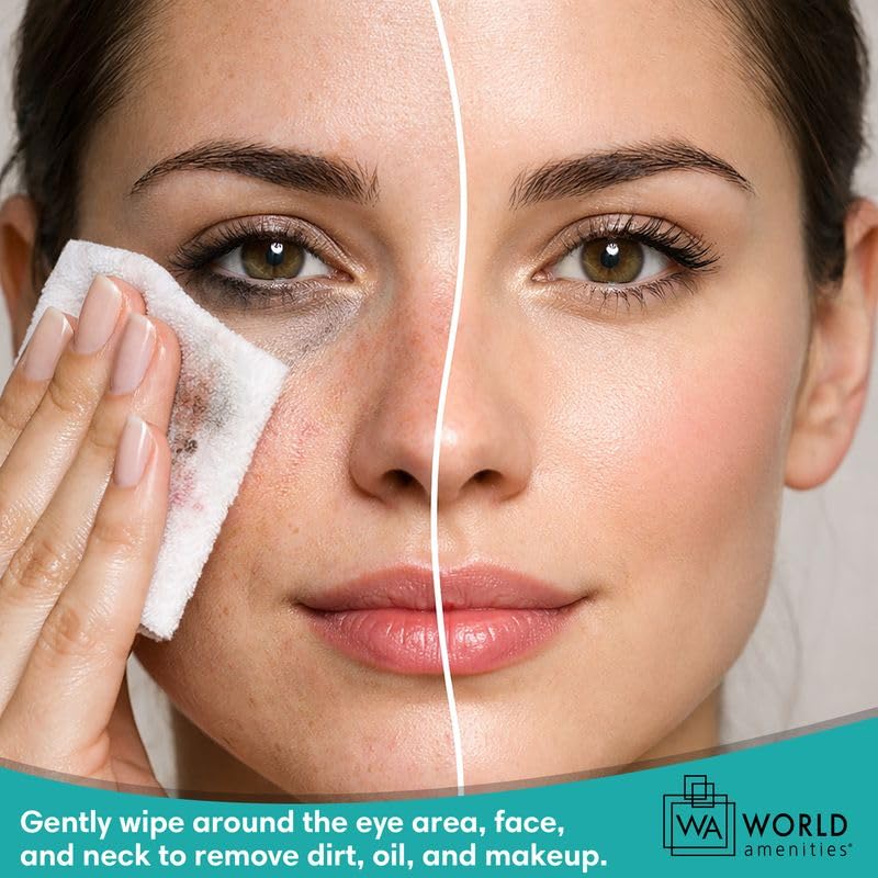 World Amenities - Makeup Remover Wipes - Alcohol Free - Vitamin E Face Wipes for Sensitive Skin Comfort - Individually Wrapped - Travel Friendly Facial Cleansing Wipes - 500 Count - Image 2