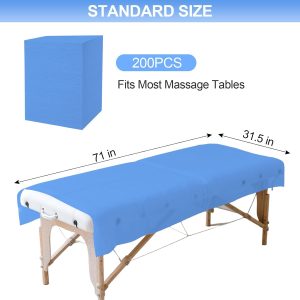 200 Piece Disposable Massage Table Sheets 31" x 71" - Non-Woven Fabric Bed Covers for Spa, Massage, Beauty & Tattoos - Breathable, Hygienic (Blue)
