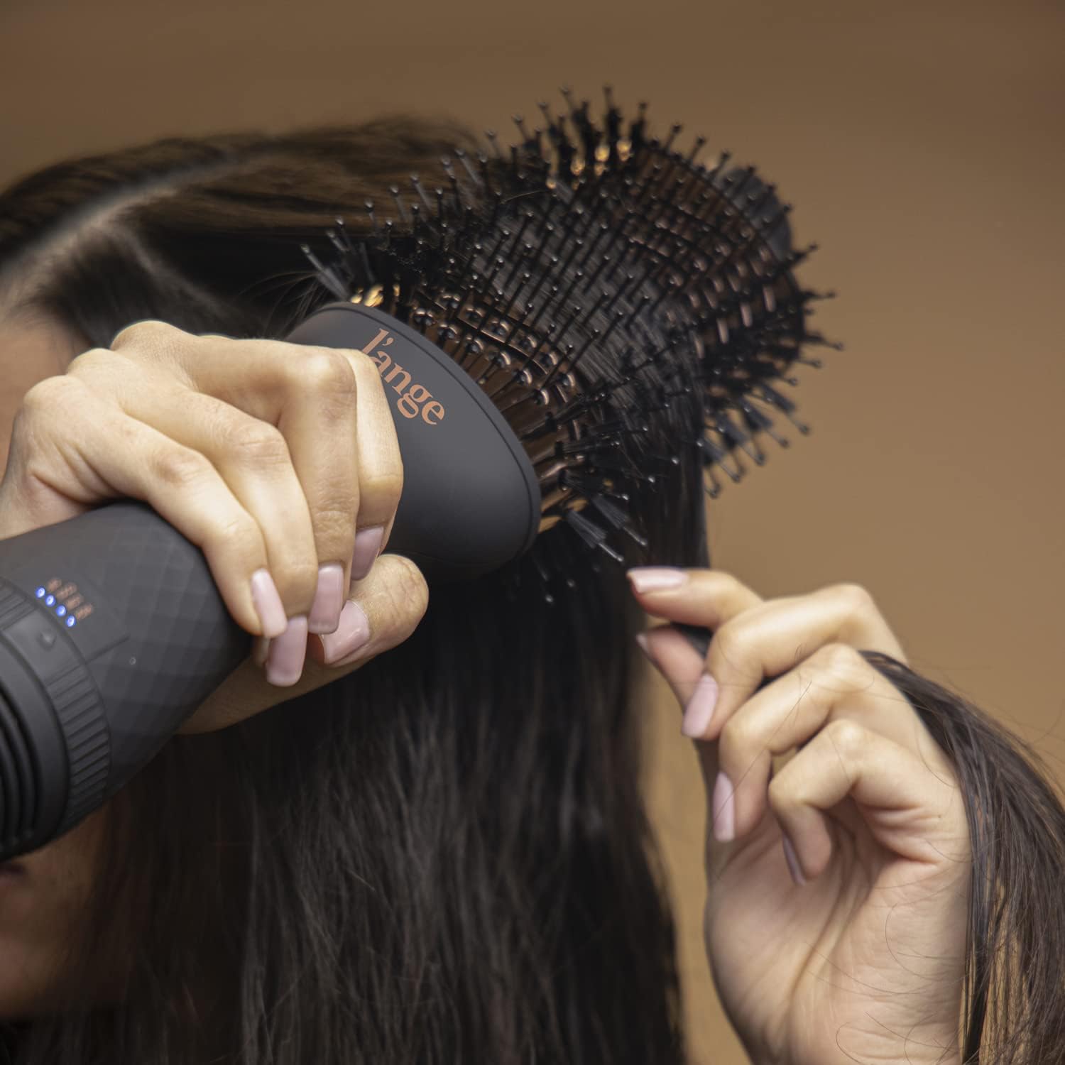 L'ANGE HAIR Le Volume 2-in-1 Titanium Blow Dryer Brush | Frizz Control Blowout Hair Dryer Brush For Drying And Straightening | Volumizing Hot Air Styler For All Hairstyles | Oval Barrel | Black - 60mm - Image 2