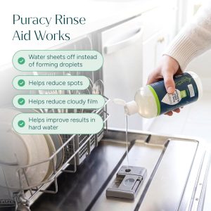 Puracy Dishwasher Rinse Aid Cleaner - Spot & Residue Free, Dishwasher Drying Agent - Must Haves from TikTok Made Me Buy It (Lemongrass, 12 Oz)