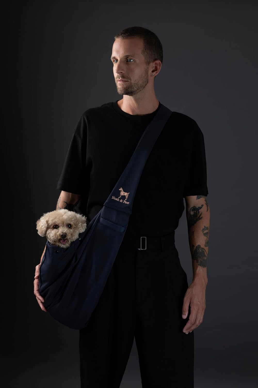 Noah & Paw Dog Sling Carrier for Small Dogs 5-18lb, Dog Sling for Small Dogs and Cats, Dog Carrier with Adjustable Padded Strap, Premium Twill, Lined with Fur, Double Safety Feature, Machine Washable - Image 3