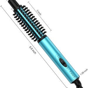 Farery Mini Thermal Brush, Curling Iron 3/4 Inch, Heated Round Brush for Volumizing and Small Curls, Travel Size Hot Brush for Short & Thin Hair, Dual Voltage, One Heat 392°F, Touch-ups, Blue
