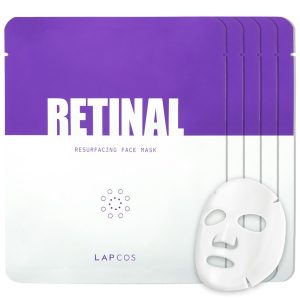 LAPCOS K Beauty Retinal Resurfacing Mask - Korean Skin Care Mask with Retinal, Hyaluronic Acid, Niacinamide & Centella Asiatica - Firming & Soothing Face Mask Spa Gifts for Women (5 Count, 1.05 oz)