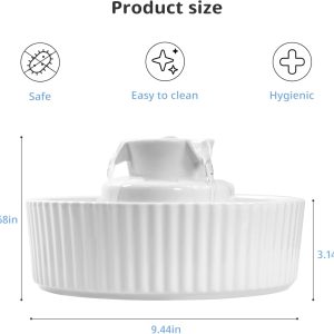 Ceramic Cat Water Fountain, 2.1L/71oz Cupcake Pet Water Fountain for Cats and Dogs, Automatic Pet Drinking Fountain,Double Filtration System, Easy to Clean, 360°Drinking Water (White)