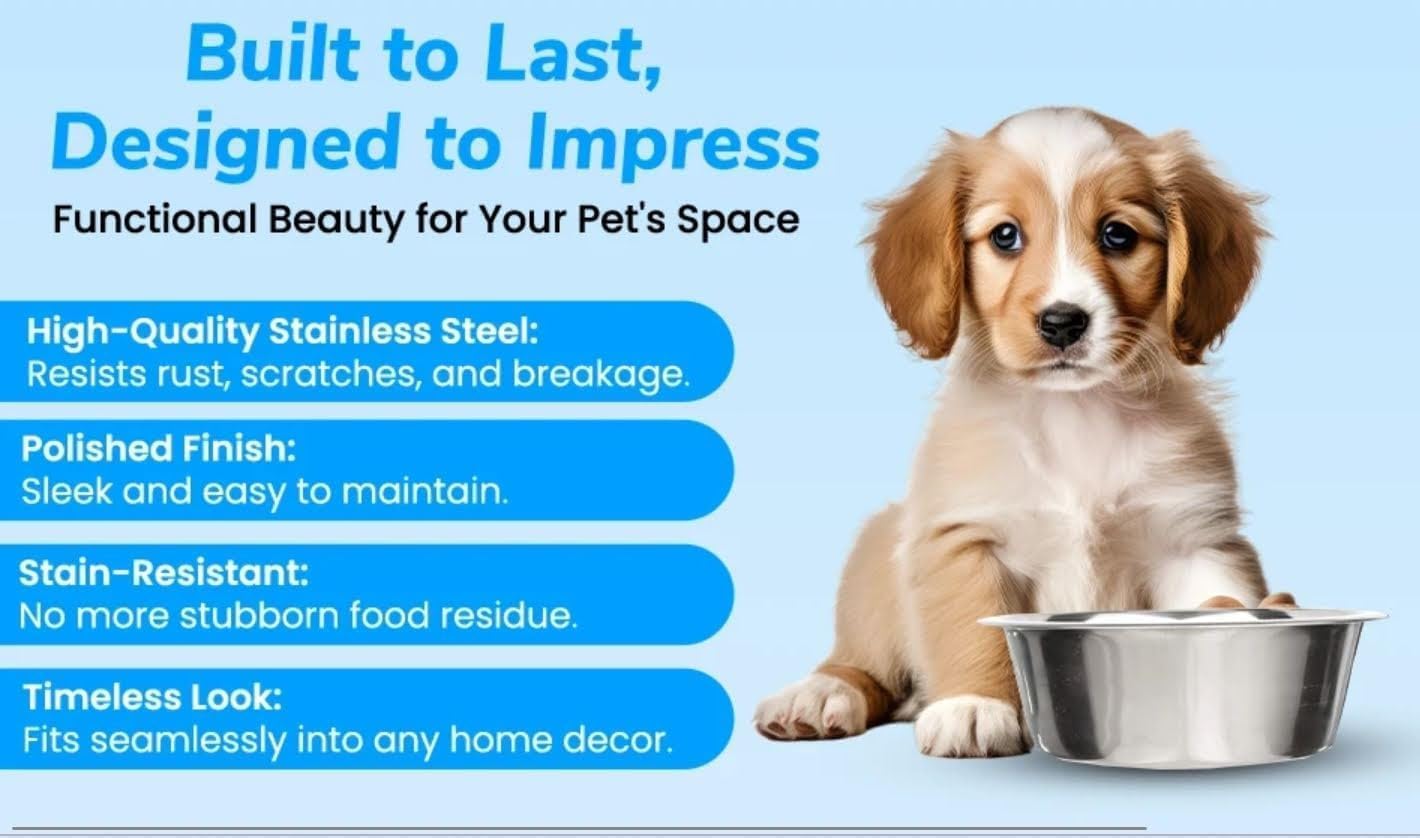 4 Pack - 3.8 Cup (.9 Liter) Stainless Steel Dog Bowls – Metal Dog Food Bowls, Dog Water Bowls, Pet Feeding Bowls, Replacement Bowls for Raised Stands, Rust Resistant, Dishwasher Safe - Image 3