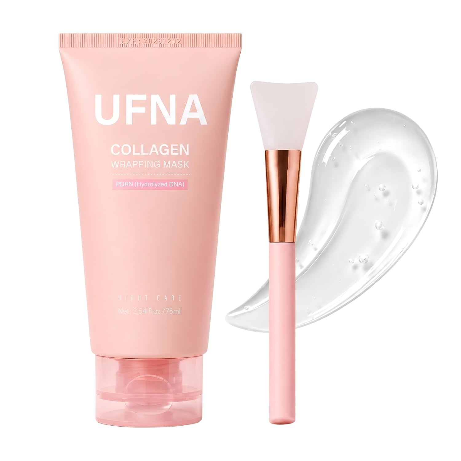Collagen Face Mask - Overnight Wrapping Mask - Facial Firming, Elasticity & Hydration - Hydrolyzed Sodium + Panthenol +Niacinamide for Reduce Dullness & Promote Smoother Skin Texture - 75ml - Image 3