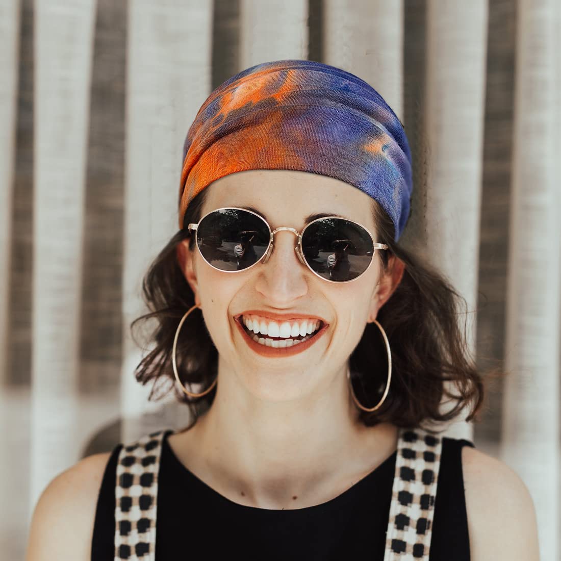 YONUF Wide Boho Headbands for Women Fashion Knotted Headband Yoga Workout Hair Accessories African Head Wrap Orange Tie Dye 4 Pack - Image 3