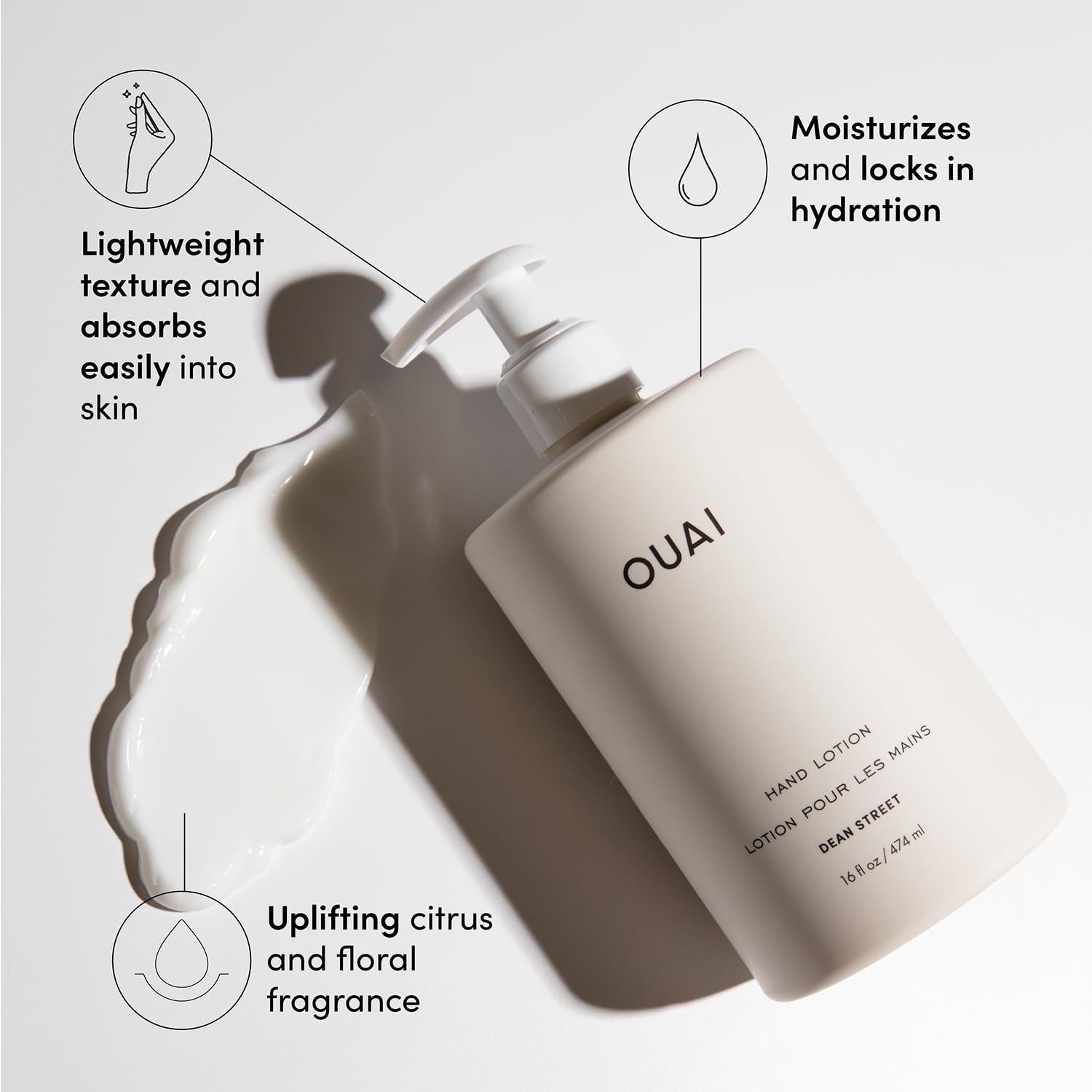 OUAI Hand Lotion - Daily, Lightweight, Hydrating Lotion for Dry Skin - Made with Avocado, Rosehip and Jojoba Oil to Lock in Moisture - Never Greasy (16 Fl Oz) - Image 2