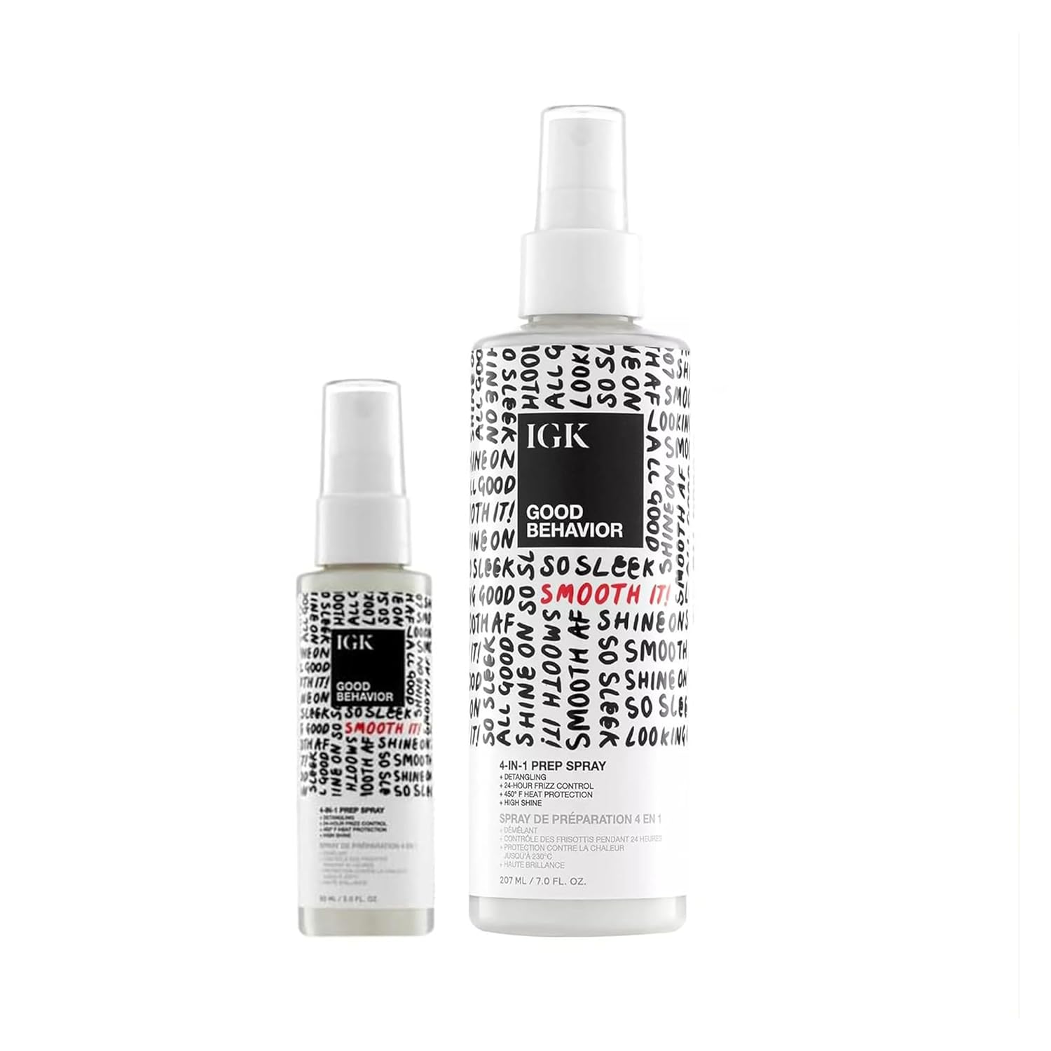 IGK GOOD BEHAVIOR 4-in-1 Prep Spray | Full + Travel Size | Gently Detangles, Controls Frizz for 24 Hours, Heat Protection & Shine | Weightless Formula for Smooth Hair - Image 2